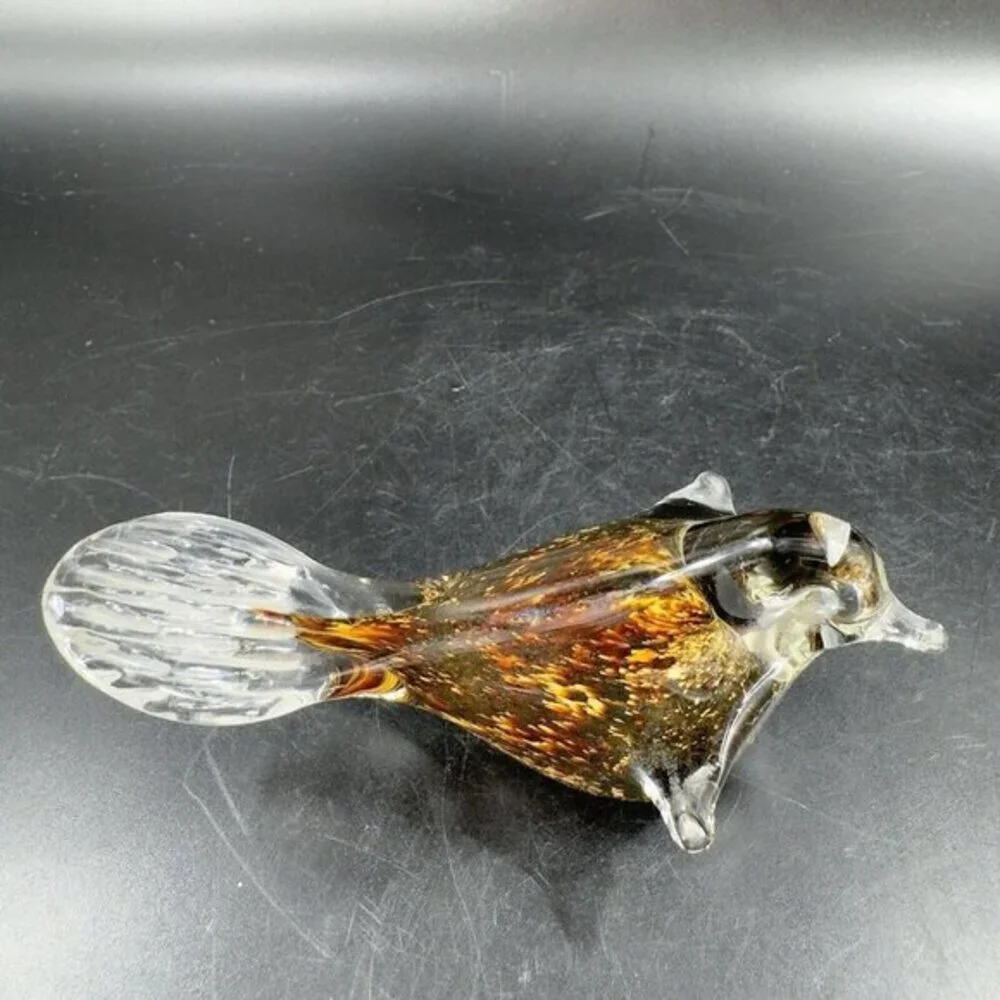 Hand Blown Art Glass Bird‎ Figurine Paperweight Glass Artist Signed JC Vintage